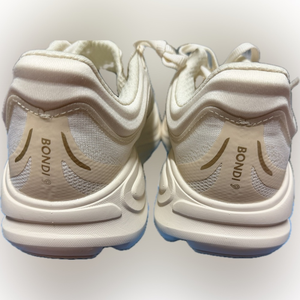 Hoka Women's Cream and Gold Bondi 9 Athletic Shoes - Picture 6 of 9